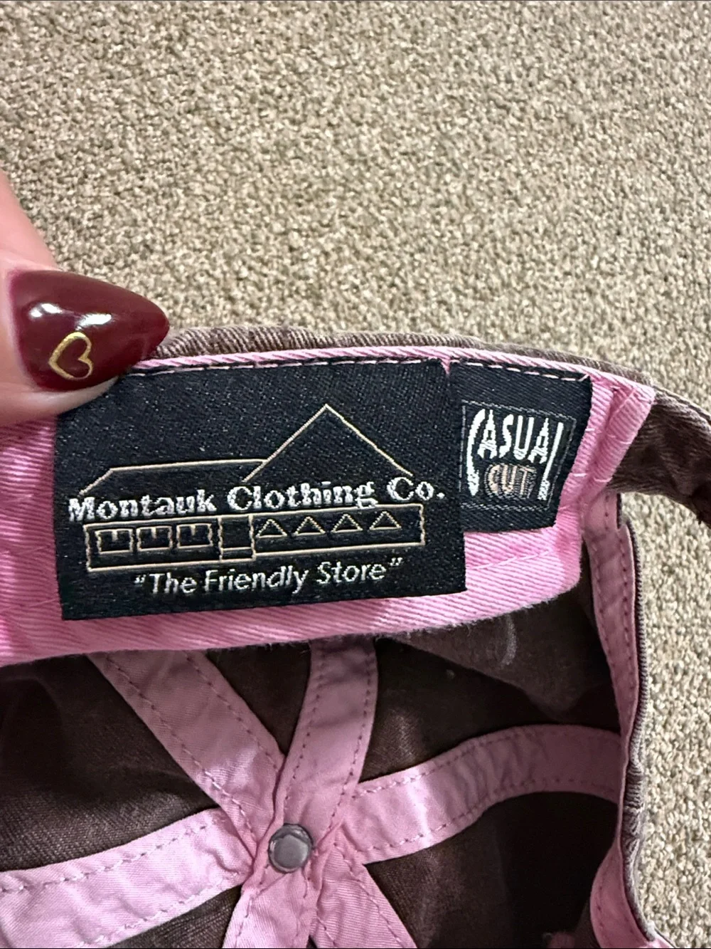 Montauk Embroidered Brown Cap with Pink Accents